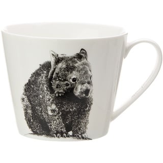 Maxwell & Williams DX0534 Kaffee-Tasse breit Wombat 450 ml – Porzellan – mit Schwarz-weiß Tier-Motiv, in Geschenkbox