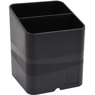 Exacompta 677014D 10er Pack Premium Stiftehalter Pen-Cube Ecoblack aus Recycling-Kunststoff mit 2 Fächern für mehr Ordnung auf dem Schreibtisch Blauer Engel Stifteköcher Stiftebox Organizer schwarz