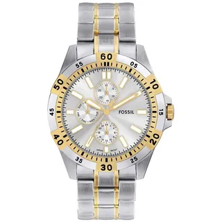 Fossil Garrett Uhr für Herren, Quarz Multifunktionswerk mit Edelstahl oder Lederarmband