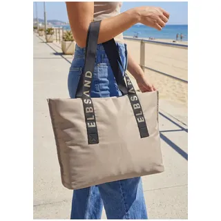 ELBSAND Shopper »Schultertasche« große Handtasche, Henkeltasche, Tragetasche, Badetasche VEGAN, beige