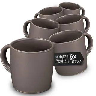 Moritz & Moritz NORDIC Kaffeetassen Set 6-teilig Grau - ca. 300ml aus hochwertigem Steinzeug - Stilvolles Design mit Henkel - Tassen mit Henkel für Kaffee, Tee, heiße Schokolade, Cappuccino