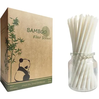 Breit Plant Based Faser Bubble Tea Strohhalme 10mm, 180 Stück Biologisch Abbaubare Bambus Trinkhalme Einweg fur Boba Jumbo Smoothies