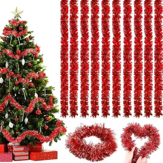 10 pcs Weihnachten Lametta Girlande,2m Weihnachtsbaum Girlande,Weihnachts Lametta girland-e,Glänzende Lamett Girland,Weihnachtsbaum Dekoration Girland,Für Weihnachten Hochzeiten Urlaubsfeiern(A)