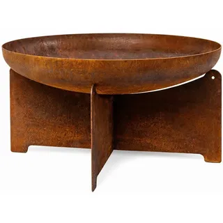 Design Feuerschale Ø 75 cm – Industrial Rost-Optik – Robuste Feuerstelle für Garten & Terrasse – Stabiles X-Gestell