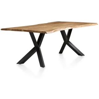 Livetastic Esstisch , Naturfarben, Schwarz , Holz , Akazie , massiv , rechteckig , Y-Form , 110x76.5x240 cm , in verschiedenen Größen erhältlich, Gestellauswahl , Holzmöbel, Holztische, Esstische Holz, Massivholztische