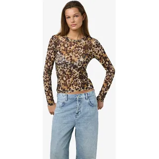 Noisy may Netzshirt "NMJUDITH L/S MESH TOP BG NOOS" transparent, schwarz aop:leo