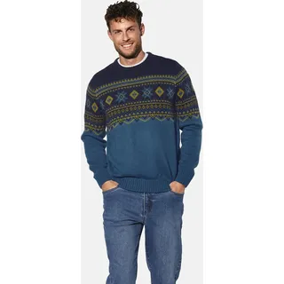 Rundhalspullover BABISTA "Pullover ILMAR", Herren, Gr. XXL, blau (blau gemustert), Obermaterial: 70% Polyacryl PAN. 30% Wolle mw., Pullover Rundhalspullover