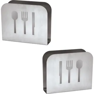 2er Set - Serviettenhalter aus Edelstahl | Serviettenablage für Tisch, Küche, Bar, Gastronomie | Serviettenständer, langlebig | Serviettenspender Stehend - Serviettenbox für Restaurants & Bistros