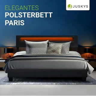 Juskys Polsterbett Paris 180 x 200 cm Schwarz