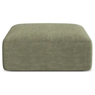 Cosmopolitan Design Pouf Campi aus Cord Moosgrün , Salbeigrün , Textil , 90x40x90 cm , Wohnzimmer, Sessel, Hocker & Hockerbänke, Poufs