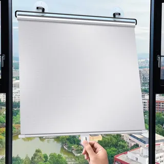 50x125cm Verdunkelungsrollo mit Saugnäpfen Tragbares Sonnenschutzrollos | Ohne Bohren UV-Schutz Fenster Temporäre Sichtschutz Rollo Einziehbarer Jalousien | für Autofenster,Schlafzimmer,Büro