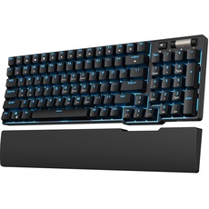 RK ROYAL KLUDGE RK96 90% 96 Tasten BT5.0/2.4G/USB-C Hot-Swap-fähige mechanische Tastatur, drahtlose mechanische Bluetooth-Tastatur mit magnetischer Handauflage, Blaue Backlight (Blaue Schalter)