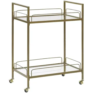 Beliani Servierwagen Gold Veneta , Goldfarben , Glas , 66x90x40 cm , Esszimmer, Servierwagen