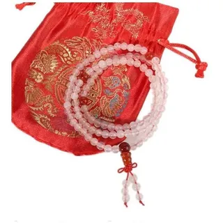 lachineuse – Buddhistische Mala – Armband-Halskette – 108 feine Perlen – Rosenquarz – Ø 55 cm – Buddha-Traditionen – Gratis Satinbeutel – Geschenkidee zum Geburtstag, zu Weihnachten