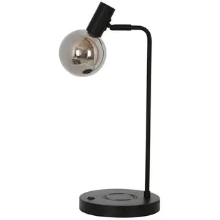 Tischleuchte , Schwarz , Metall , rund , 23x45x16.5 cm , Europäischer Sicherheitsstandard , USB-Anschluss zum Laden von Smartphones, USB-Anschluss zum Laden von I-Phones, kabelloses Laden , Lampen & Leuchten, Innenbeleuchtung, Tischlampen, Tischlampen