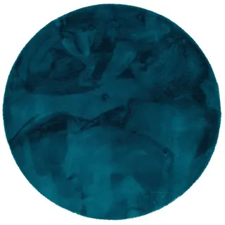 Pergamon Luxus Super Soft Fellteppich Plush Rund Petrol 160x160cm