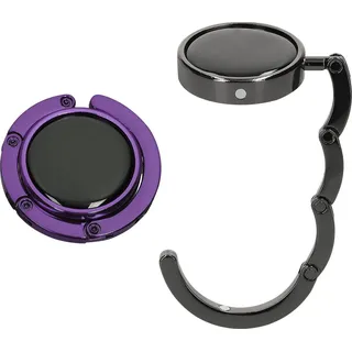 kwmobile Taschenhalter für Tisch - 2X Faltbare Antirutsch Handtaschenhalter Tisch Haken - Taschen Aufhänger - Geschenkidee Gadgets für Frauen - Taschenhaken Set in Schwarz Magenta Lila
