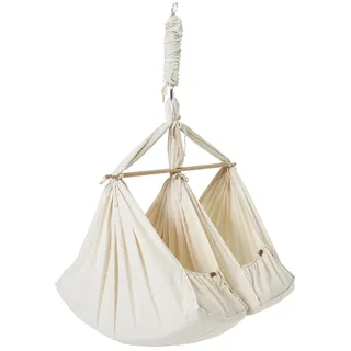 Membantu Federwiege für Zwillinge Basic, Natur, Hängebühne, 30 kg, Junge/Mädchen, Baumwolle, Natürlich/Natur, Faltbar - Naturbelassen