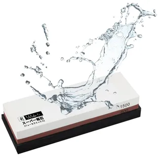 Wakoli Schleifstein 600/1500 (beidseitig) | aus Korund | mit Silikonhalterung | mit Wasser oder Öl nutzbar | für Vorschliff & Hauptschliff von Küchenmessern | für Profi- & Hobbyköche