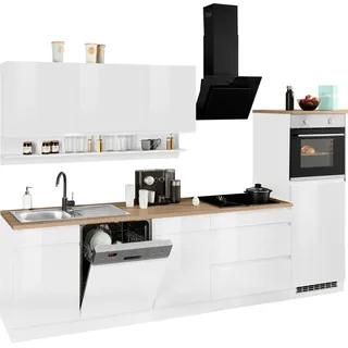 kochstation Küchenzeile KS-Virginia 300 cm weiß hochglanz