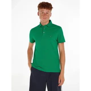 Poloshirt TOMMY HILFIGER "1985 SLIM POLO mit Piqué-Struktur und Stickerei", Herren, Gr. 3XL, grün (olympic grün), Piqué, Obermaterial: 96% Baumwolle, 4% Elasthan, bestickt, unifarben, Basic, slim fit, eingesetzt Bündchen, Shirts Poloshirt, meliert, casual, slim fit, Baumwollmix, Polokragen