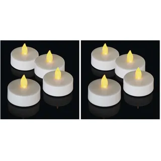 EMOS LED-Teelichter, 4 Stück flammenlose weiße Kerzen mit Flacker-Effekt, Dekoration für Weihnachten, Allerheiligen, Partys, IP20 für Innen, mit Batterie, Vintage-Warmweiß (Packung mit 2)