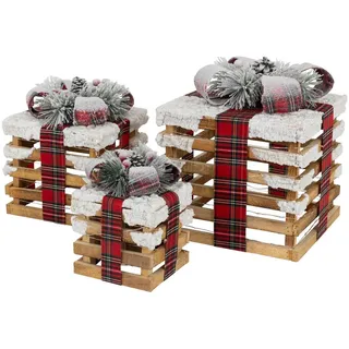 ECD-Germany Weihnacht Geschenkset , Holz , 26x28x26 cm , Dekoration, Weihnachtsdekoration