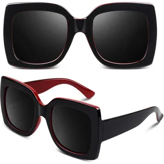 GQUEEN Übergroße Sonnenbrille Damen Retro Vintage Quadratische UV400