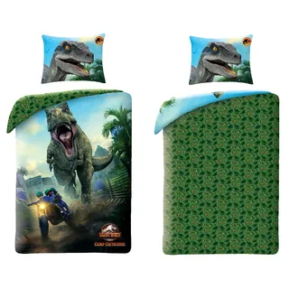 Jurassic World Bettwäsche-Set – 140x200 cm Bettbezug & 60x70 cm Kissenbezug aus 100% Polyester