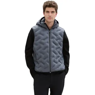 TOM TAILOR Herren Hybrid Weste mit Kapuze,28128 - Stormy Teal, XL