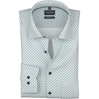 Langarmhemd OLYMP "Luxor", Herren, Gr. 42, Verlängerter Arm, bleu, Web, Obermaterial: 100% Baumwolle, gemustert, normal, 2-Knopf-Manschette, Hemden Langarmhemd, modern fit, New-Kentkagen, Businesshemd, extra langer Arm