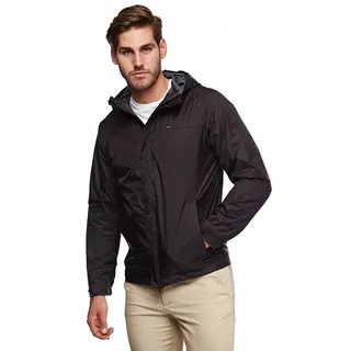 Tommy Hilfiger Herren Jacke mit Kapuze, wasserdicht und atmungsaktiv - Schwarz - X-Groß