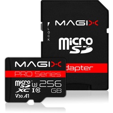 Magix MicroSD Speicherkarte PRO Series Klasse10 V30 + SD Adapter bis zu 95 MB/s (256GB)