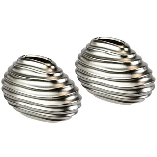 I.GE.A. »Keramik-Vase« 2er Set Kleine Vase Weiß Modern Keramik Tisch Küche Büro Pampasgras