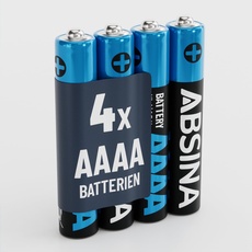 ABSINA 4X Batterien AAAA für Surface Pen, Tablet Stift und vieles mehr - AAAA Batterie 1,5V Alkaline - Mini Batterien AAAA LR61 E96 - AAAA Batterien, Batterie AAAA 1,5V, AAAA Batteries, 4A Batterien