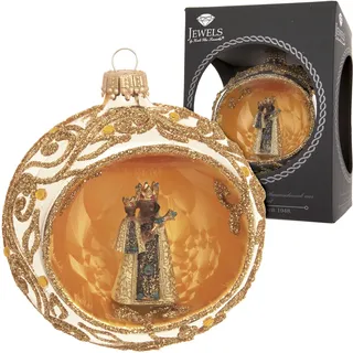 Krebs Glas Lauscha mit schwarzer Madonna« Christbaumschmuck aus Glas, mundgeblasen, handgefertigt, Baumkugel