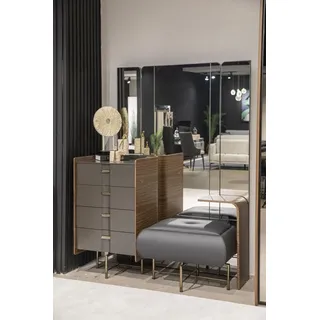 Schlafzimmer Set Schminktisch mit Hocker Möbel Design JVmoebel - Grau