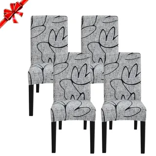 Jaotto Stuhlhussen 4 Stück Universal, Stuhlhusse Stretch 4er Set Moderne, Stuhlhussen Schwingstühle Elastische Langlebig Stuhlhussen für Esszimmer Bankett Deko(Grauer Stil, 4 Stück)
