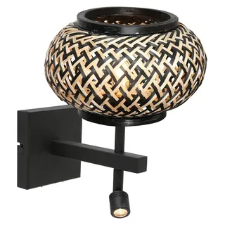 Wandleuchte - schwarz - Stang - bambus metall - bettlampe - LED_E27 - 4456ZW - Steinhauer - Schwarz
