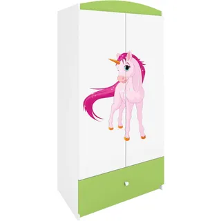 Raumhirsch Furniture Kinderkleiderschrank Einhorn , Grün , Holzwerkstoff , Rechteckig , 90x175x52 cm , Babymöbel & Kindermöbel, Babyzimmer, Babykleiderschränke