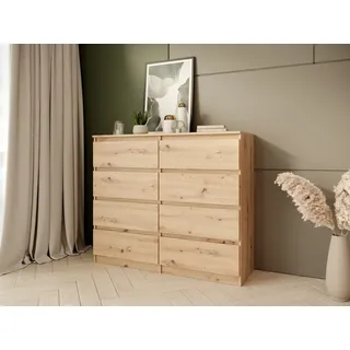 beautysofa Kommode mit acht Schubladen LOOK, Modernes Design, Zeitloser Stil braun 100 cm x 40 cm