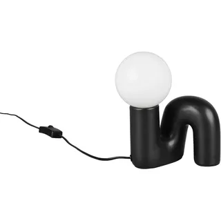 REALITY Leuchten Tischleuchte "QUINN, Keramik Tischlampe m. Glasschirm, ohne Leuchtmittel 1xG9 max5W" G9 1 Stk. warmweiß - kaltweiß Design Nachttischlampe, Schreibtischlampe Höhe 22cm, Glas Lampenschirm, schwarz