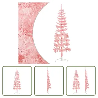 The Living Store Künstlicher Halb-Weihnachtsbaum mit Ständer Schlank Rosa 150 cm - Rosa