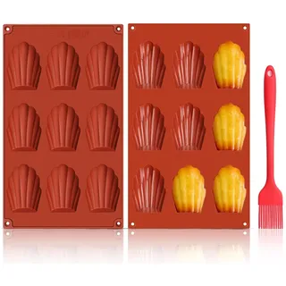 glasflength Madeleine Backformen Silikon 2er Set 9 Hohlräume