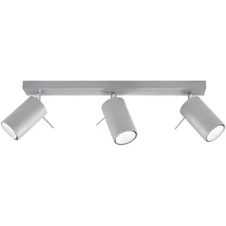 SOLLUX LIGHTING Ring 3 Deckenleuchte, minimalistisches und modernes Design, verstellbarer Arm und Richtung De The Light | Auswechselbare GU10 Birne, 3 x 40 W | Stahl, Grau, 45 x 6 x 16 cm - Grau