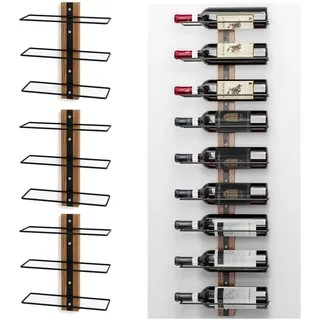 Shally Dogan Weinregal zur Wandmontage, mit Fächern für Flaschen, Wandmontage, kreative industrielle Montage, Bar für Küche, Esszimmer, Keller (3 Stück)