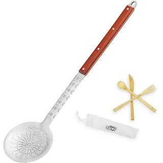 XXL 65 cm Schaumkelle Schumovka Schaumlöffel + Besteck-Set Siebkelle Abseihlöffel Edelstahl Kazan