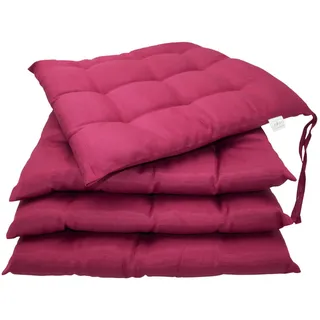 Zollner Stuhlkissen, 4er-Set, 40x40 cm, 100% Polyester, Rot , Pink , Textil , Quadratisch , 40x3x40 cm , Oeko-Tex® Standard 100 , Heimtextilien, Wohntextilien, Sitzkissen