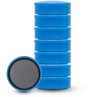 MAUL Magnete MAULsolid Ø20mm (8 Stück) | Mini Magnete aus Kunststoff mit 300g Haftkraft | Starke Magnete für Whiteboard und Magnettafel | ideal für Büro, Homeoffice und Werkstatt | Blau