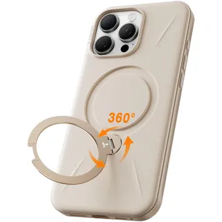 TORRAS Ostand Q3 Fusion für iPhone 16 Pro Max Hülle für Magsafe (Magnetischer Robust Standring) Zertifizierte Militärschutz, Harter PC Kratzfest Rückseite Dune Beige